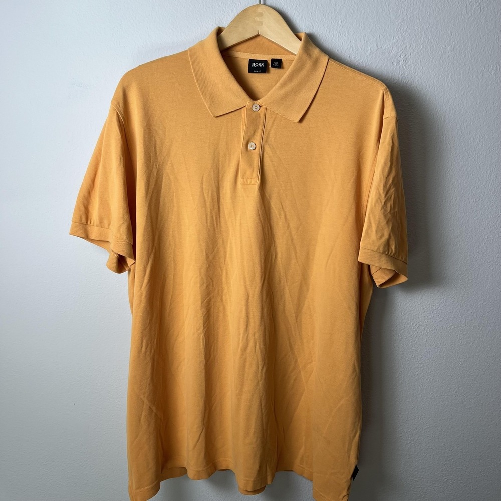 Hugo‎ Boss Polo Shirt Mens Extra Large Orange Slim Fit Short Sleeve Casual Golf